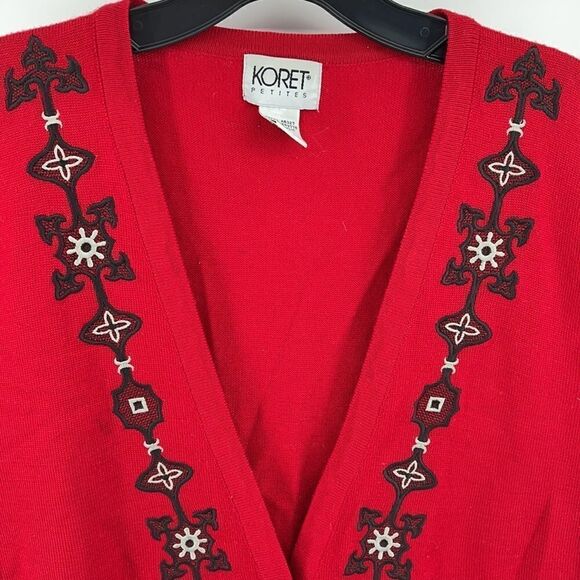 Koret vintage VTG wool sweater vest embroidered ball monkey fist closures coat M - Picture 3 of 11